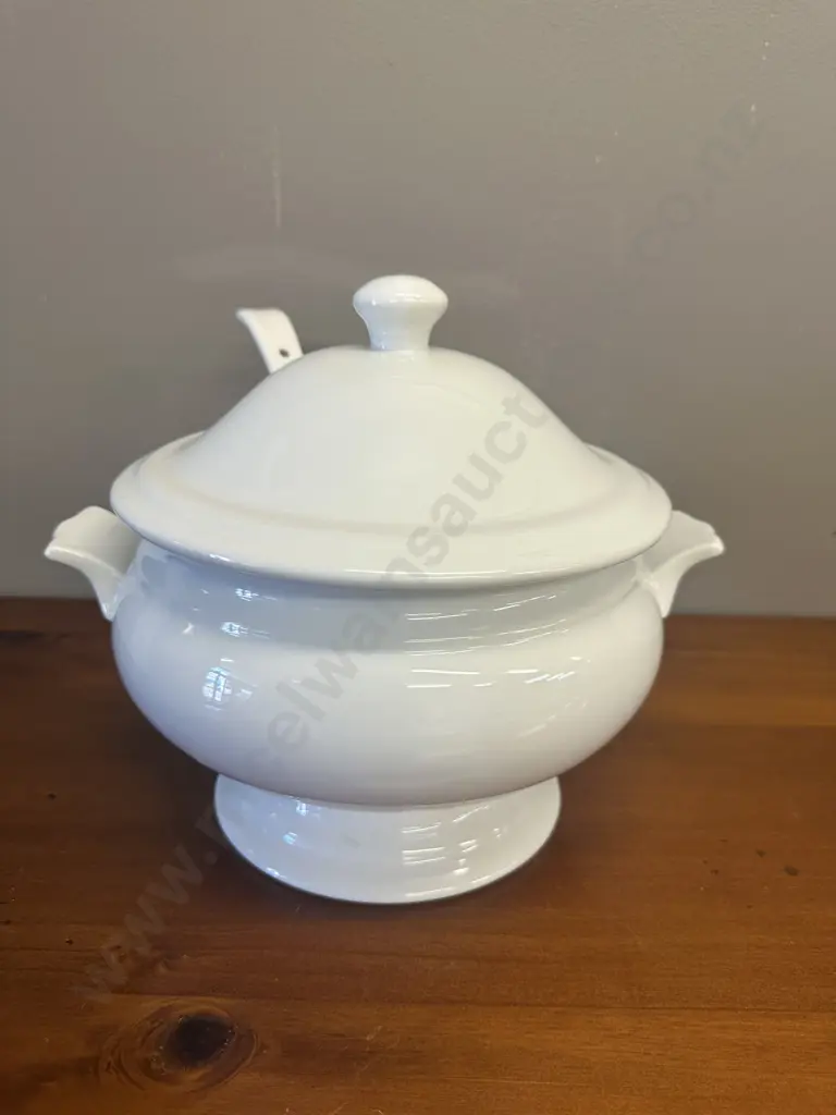 White Lidded Soup Tureen With Ladle Image 1++