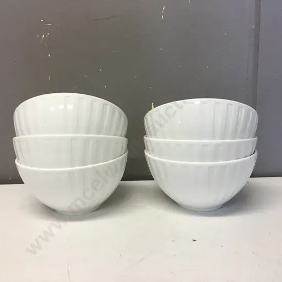 Set of Six White Wedgwood Night & Day Bowls