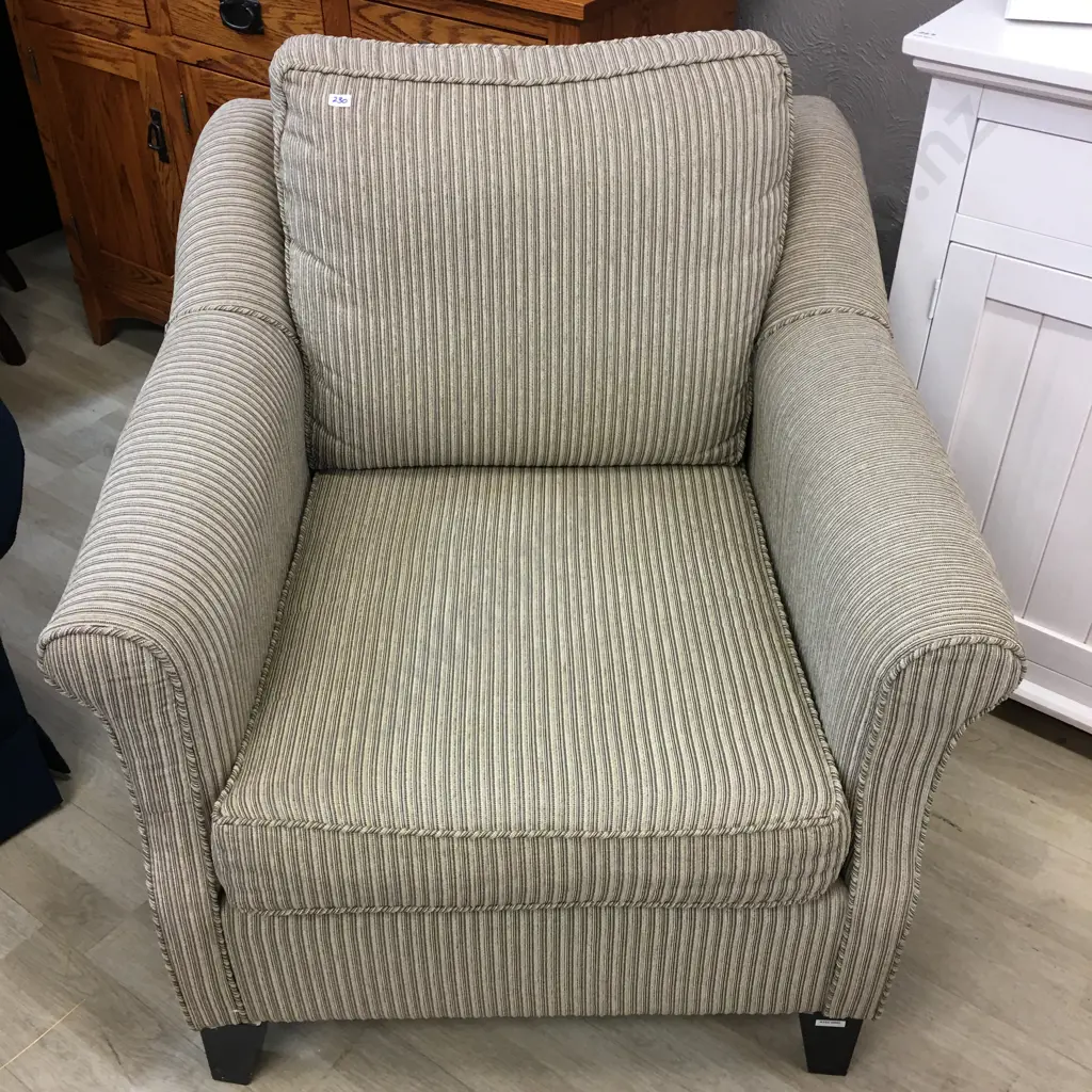 Cream Upholstered Armchair Image 1++