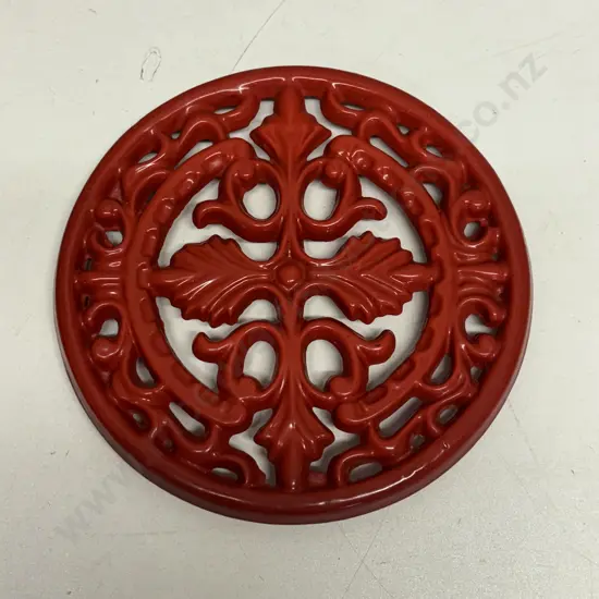 Decorative Red Painted Cast Iron Trivet/Teapot Stand