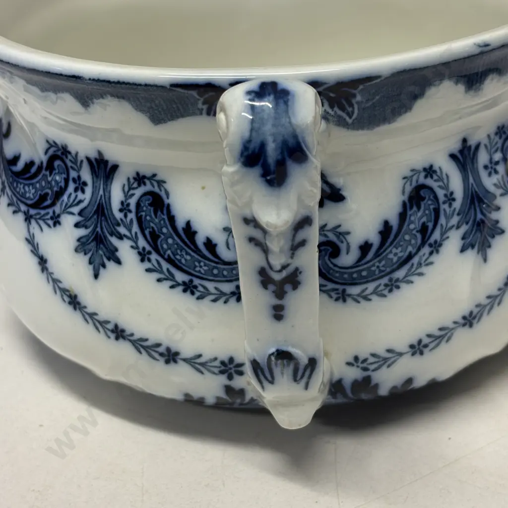 Antique Flow blue and white "Belmont" Po. Dia 23cm H14cm Image 1++