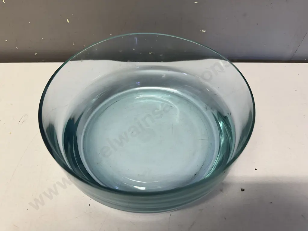 Large Blue Glass Round Bowl. 90 x 20cm Image 1++