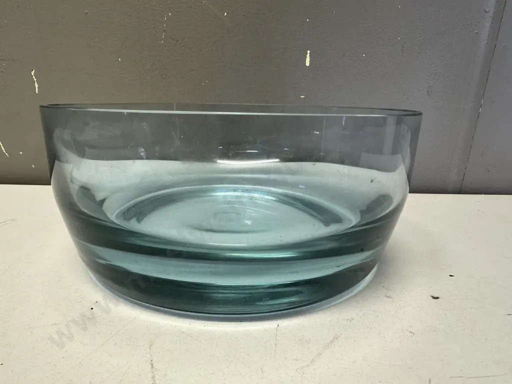 Large Blue Glass Round Bowl. 90 x 20cm Image 1++
