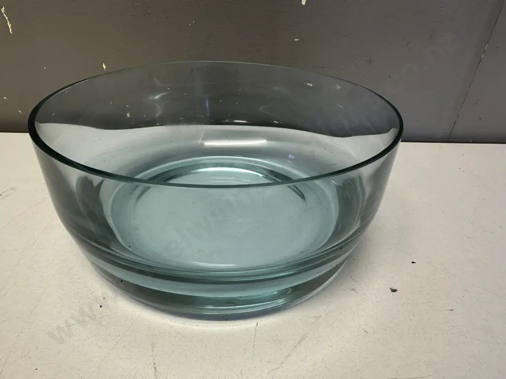 Large Blue Glass Round Bowl. 90 x 20cm Image 1++