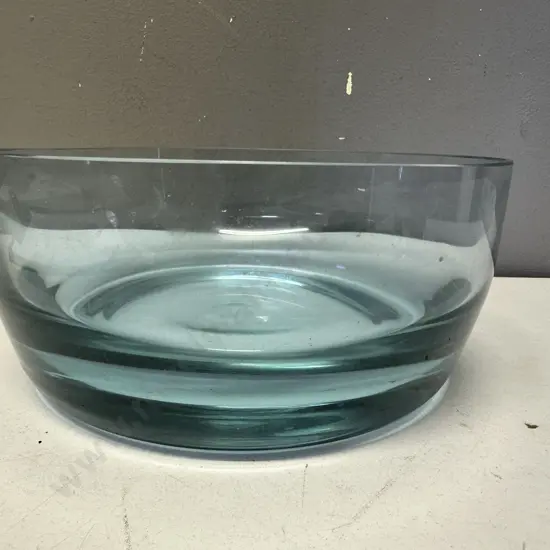 Large Blue Glass Round Bowl. 90 x 20cm