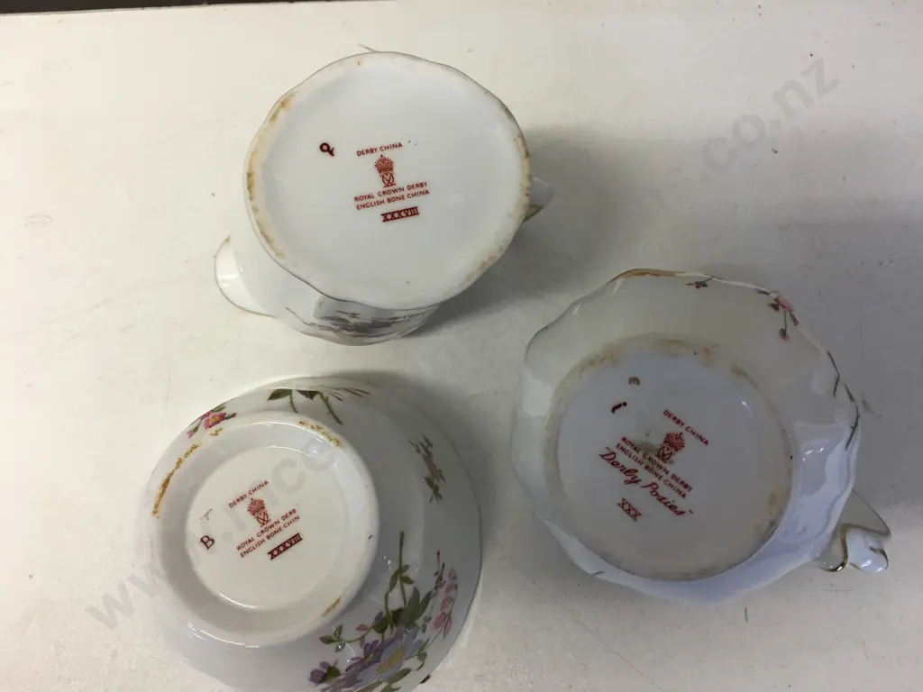 Royal Crown Derby Posies Creamers, Sugar Bowl With Crown Staffordshire England's Bouquet Image 1++