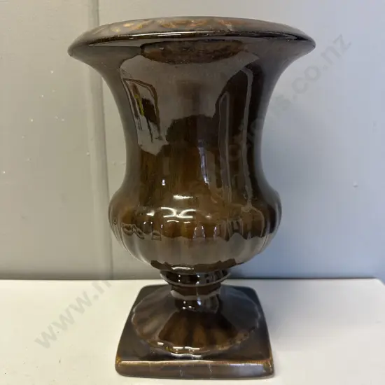 Vintage Brown Glazed Ceramic Urn H26cm.