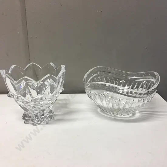 Vintage Clear Cut Glass Candy / Nut Dish & Rogaska 10cm Flower Bowl