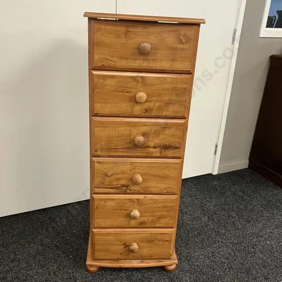 6 Drawer Lingerie Chest, Knob Handles, Cherry Wood Effect Finish. H110 D41 W40cm