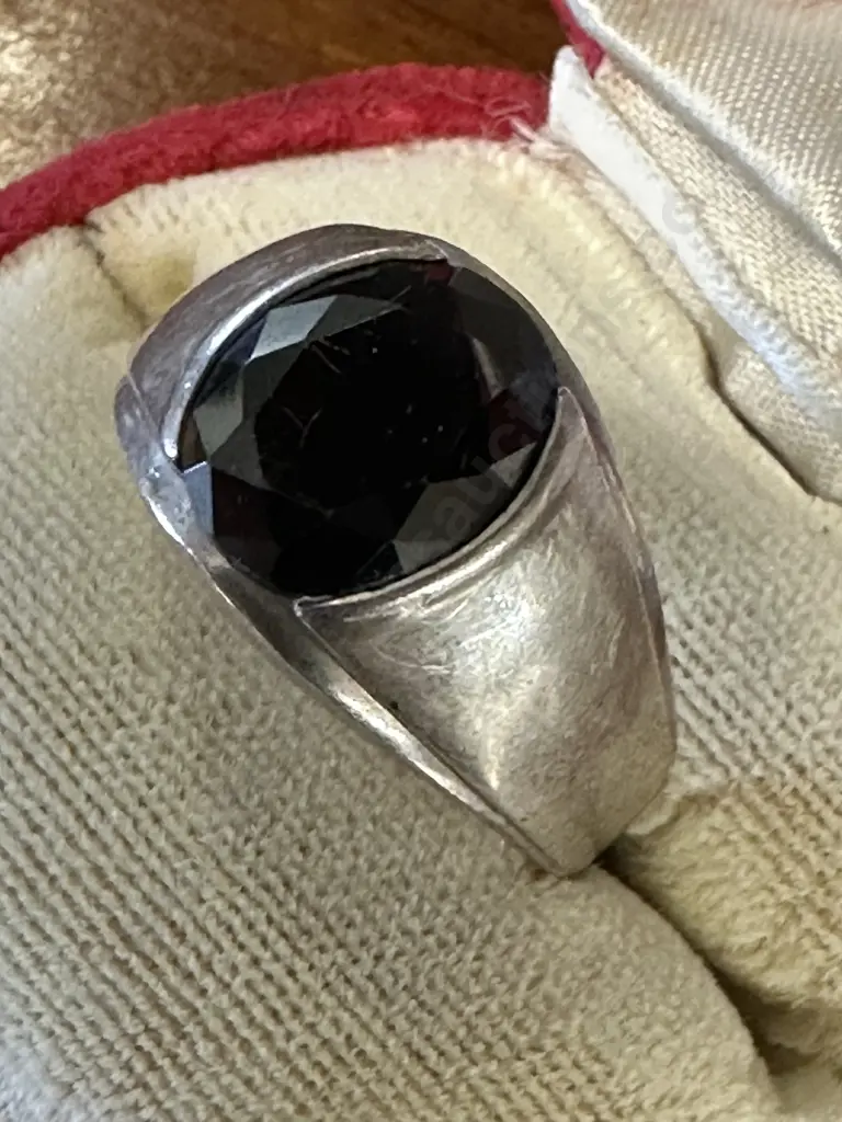 Mens Silver & Onyx Ring Stamped 925 Image 1++