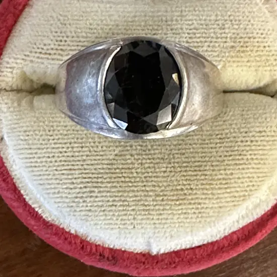 Mens Silver & Onyx Ring Stamped 925