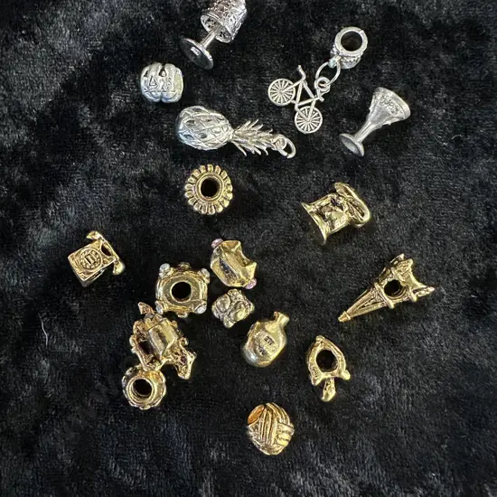 Assorted Gold & Silver Coloured Charms, Some Stamped