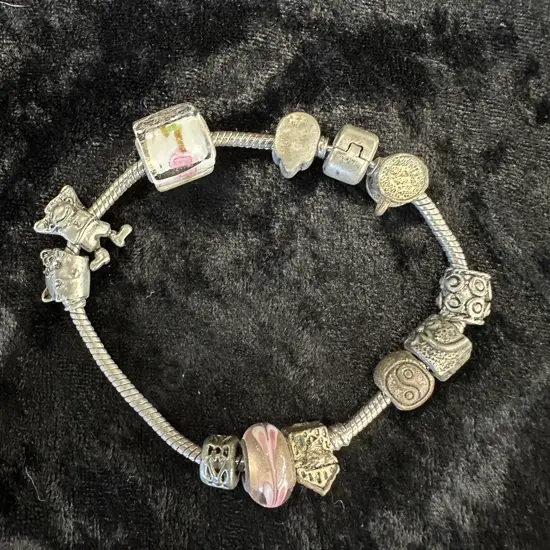 Pandora Type Charm Bracelet & Charms