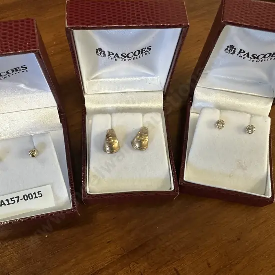 Lot of Three Assorted Gold Colour Earring Sets