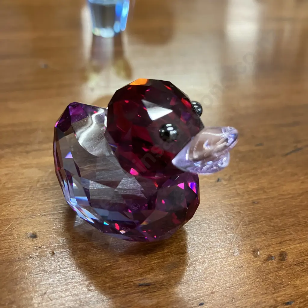 Swarovski Happy Duck 'Lovable Lila' Fuchsia Rain (Retired) & Limited Edition Sunflower (Repaired) Image 1++