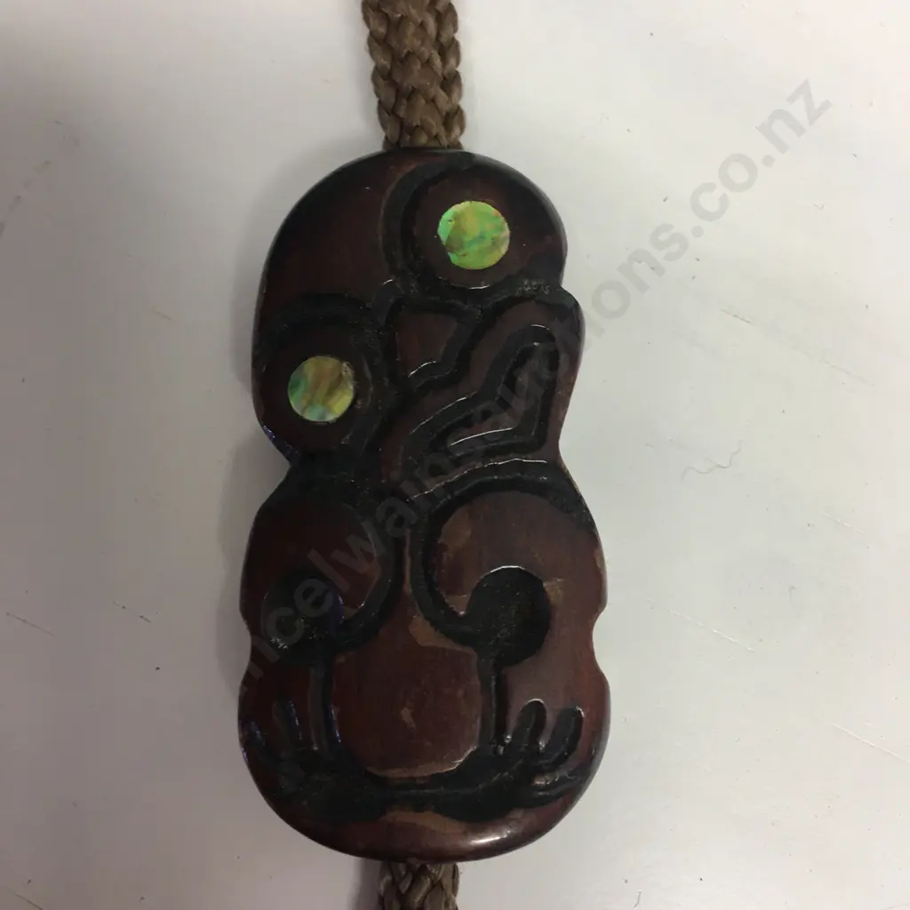 Vintage Polynesian Maori Tiki Necklace With Paua Detail Image 1++