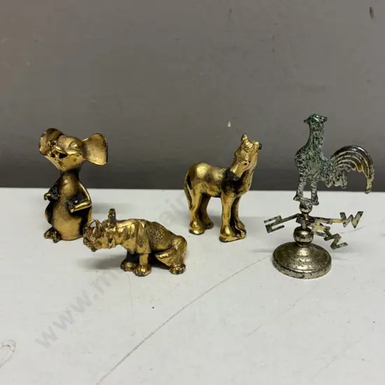 Vintage Miniature Figurines, gold coloured Pewter?