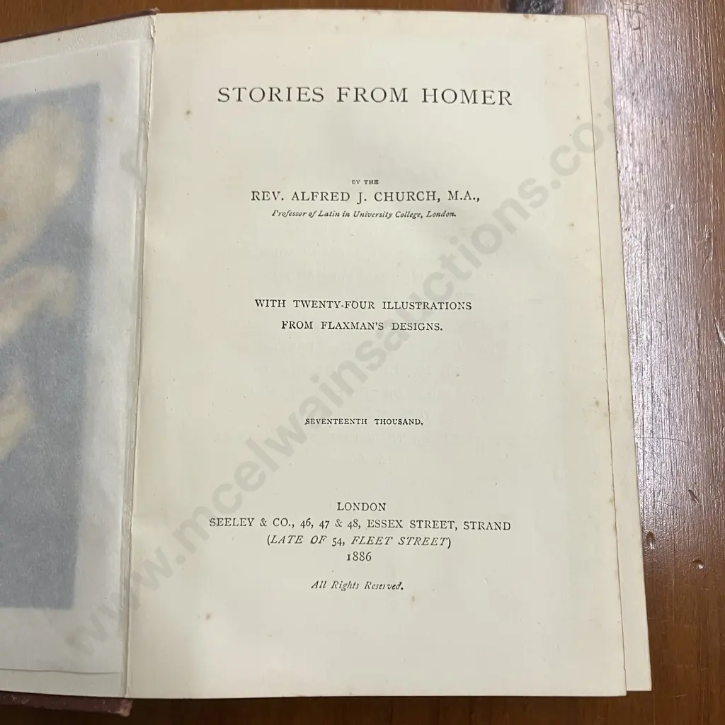 Stories From Homer by Rev. Alfred J Church (1829-1912) Illustrations From Flaxmans Designs. Seventeenth Thousand. 1886 Image 1++