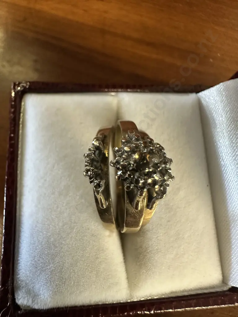 Vintage Gold Trio Set With Diamonds, Stamped Image 1++