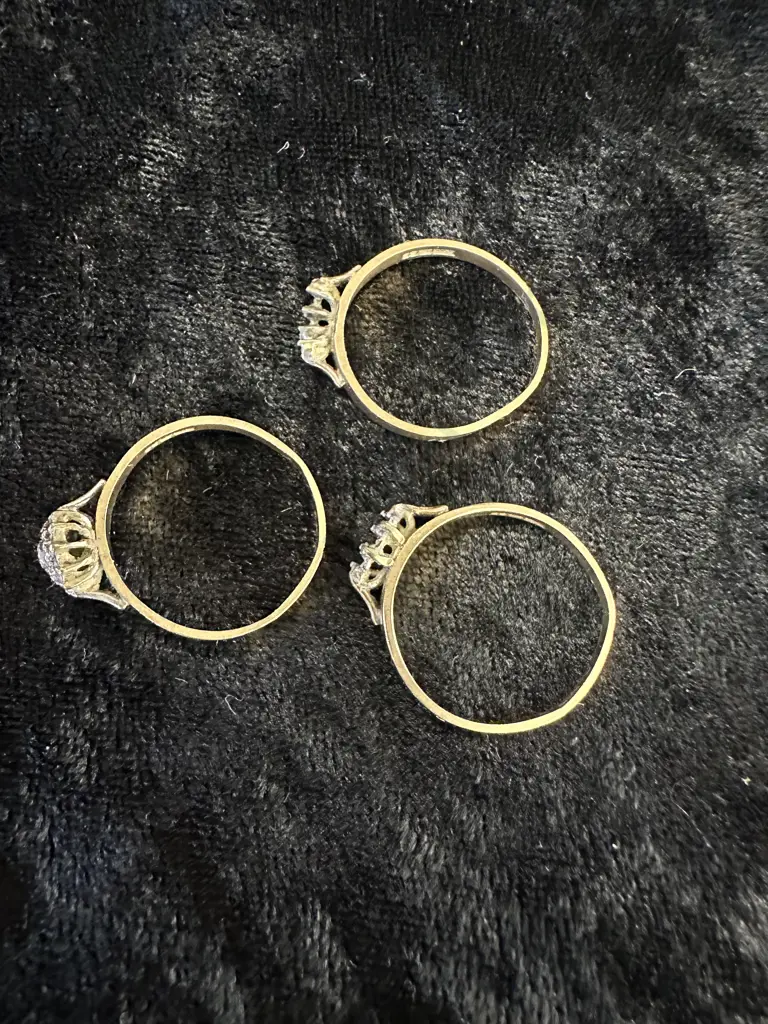 Vintage Gold Trio Set With Diamonds, Stamped Image 1++