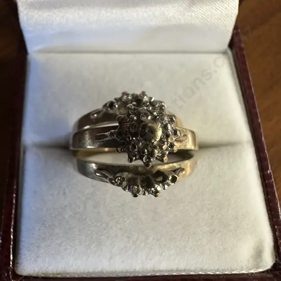 Vintage Gold Trio Set With Diamonds, Stamped
