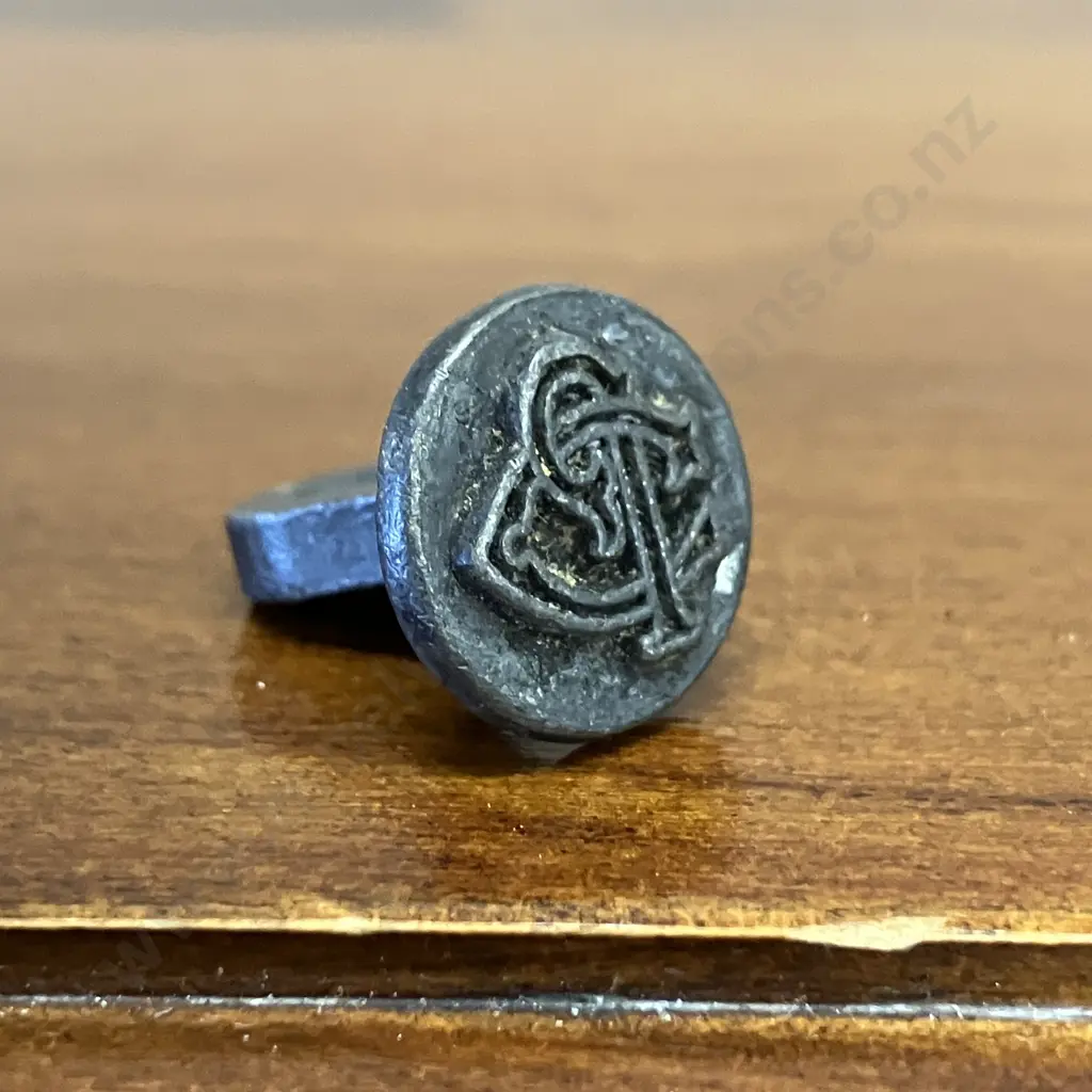 Antique Metal Seal Matrix. Monogram For CJ. 2 x 1.5cm Image 1++