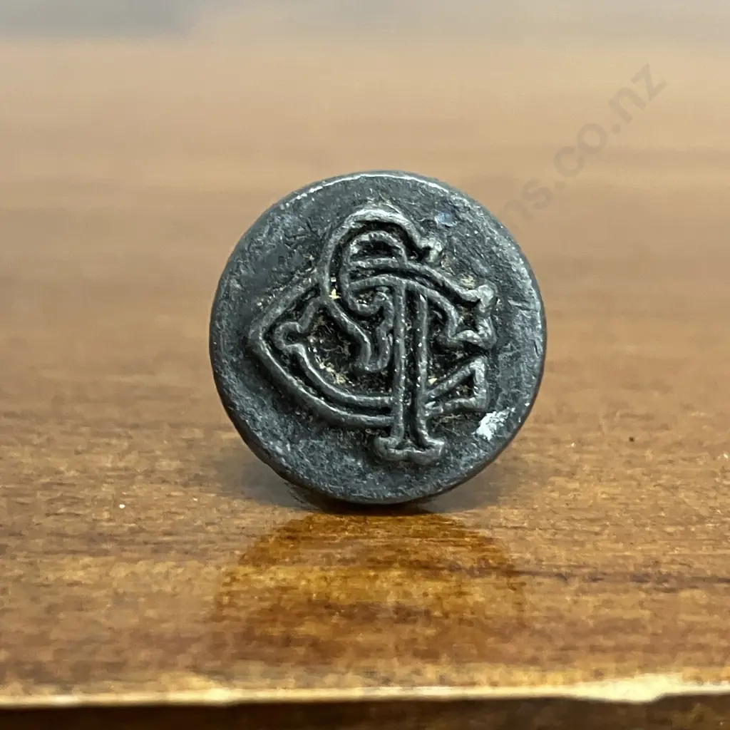 Antique Metal Seal Matrix. Monogram For CJ. 2 x 1.5cm Image 1++