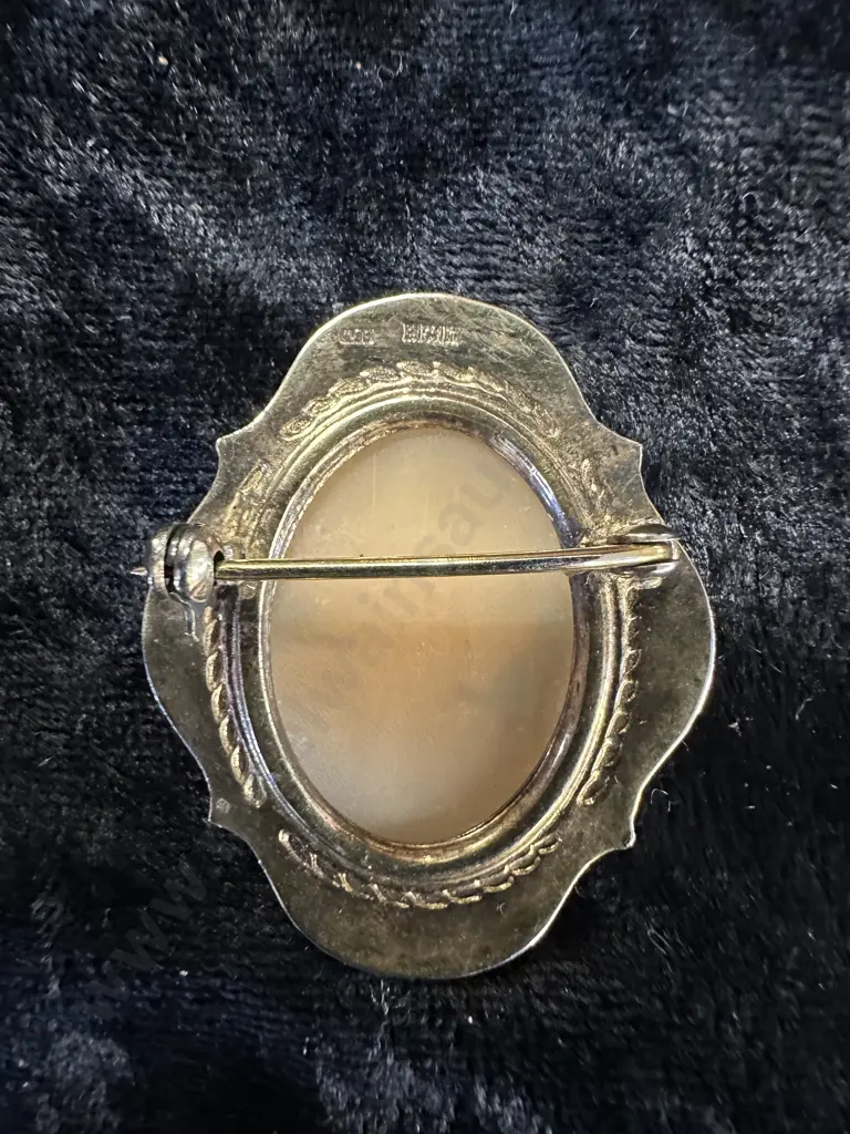 Vintage Gold Cameo Brooch, Stamped Image 1++