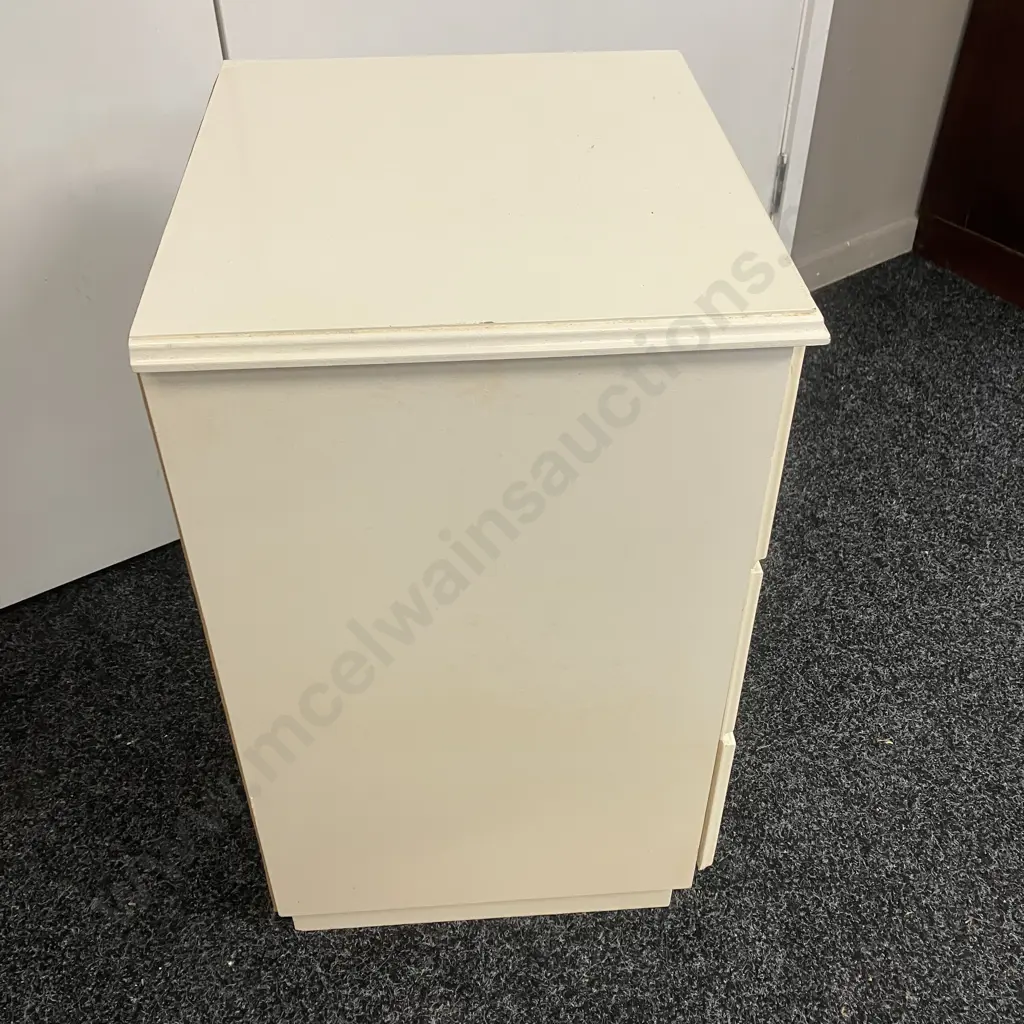 White Painted 3 Drawer Bedside Cabinet, Knob Handles. H64 W42 D38cm Image 1++