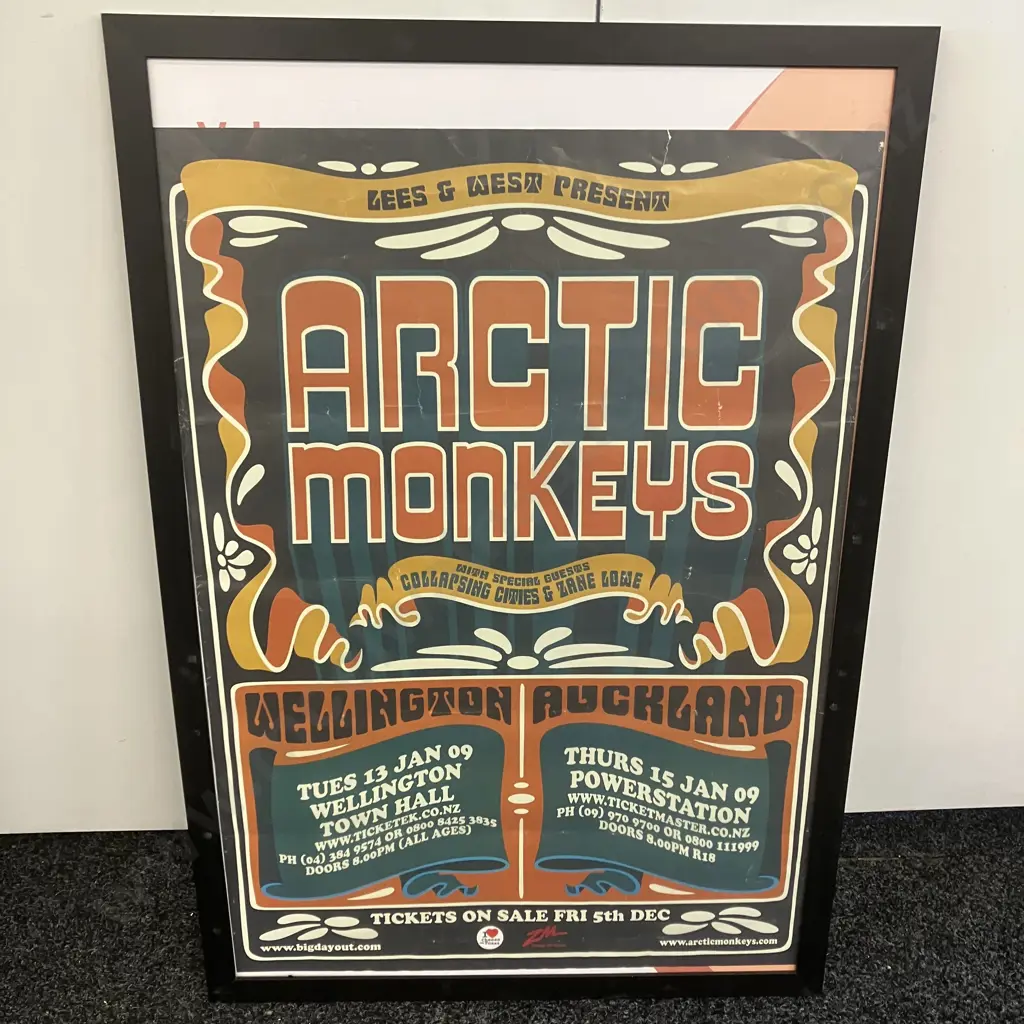 Artic Monkeys New Zealand Tour 2009 Framed Poster. 95 x 65cm Image 1++