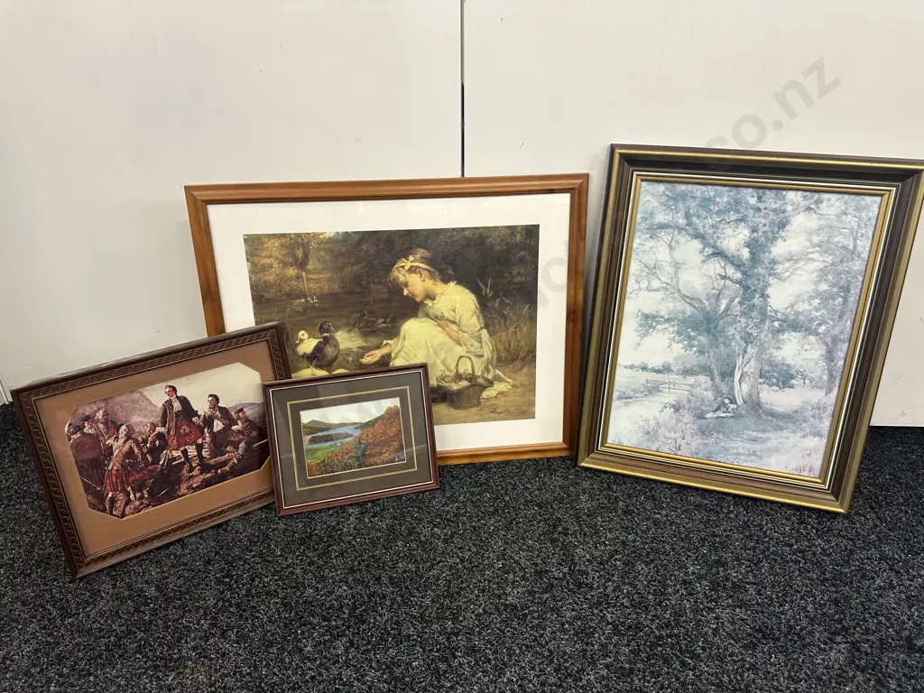 Selection Of Vintage Framed Artwork x4 Including 'Lochaber No More', Children By The Tillingbourne Etc Image 1++