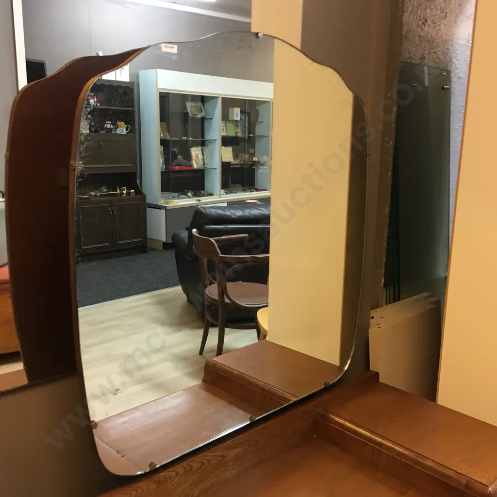 Oak Art Deco Mirrored Dressing Table, Original Handles, 5 Drawer. H155 W101 D47 Image 1++