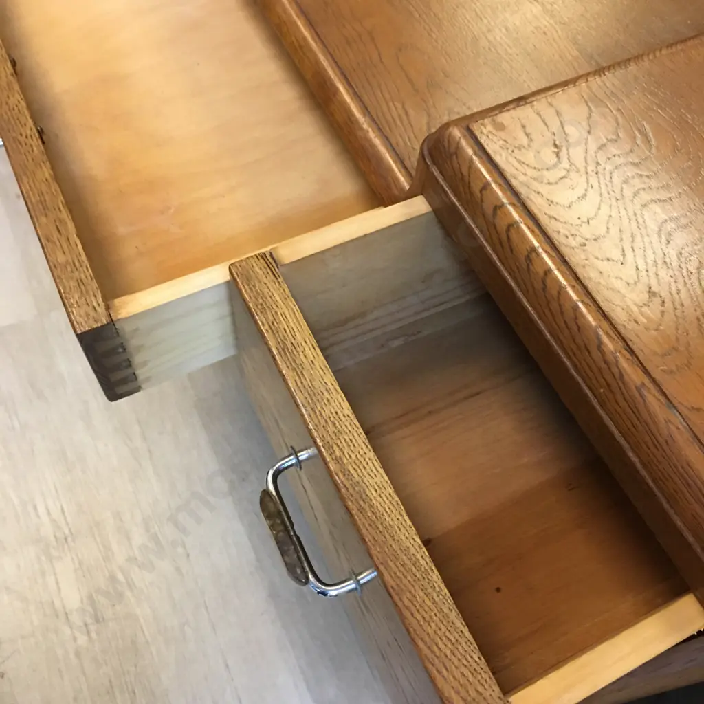 Oak Art Deco Mirrored Dressing Table, Original Handles, 5 Drawer. H155 W101 D47 Image 1++