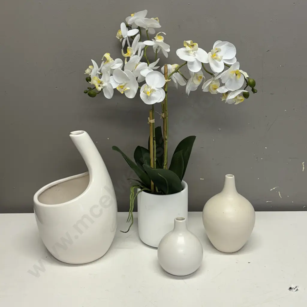 Decorative Pots including Faux Orchid Potted Plant Image 1++