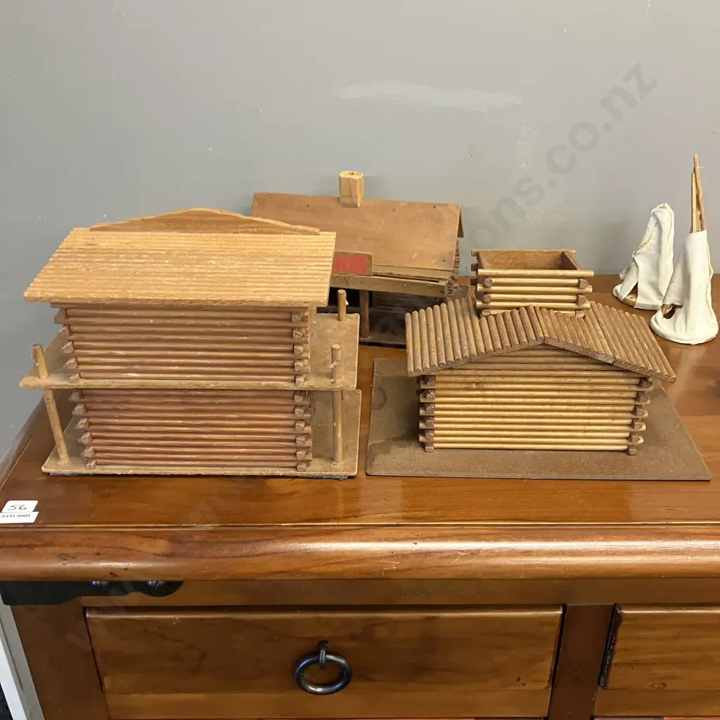 Vintage OEHME & SOHN Western Sheriffs Office & Saloon Log Cabin. Kids Wooden Play Saloon & Teepees Image 1++