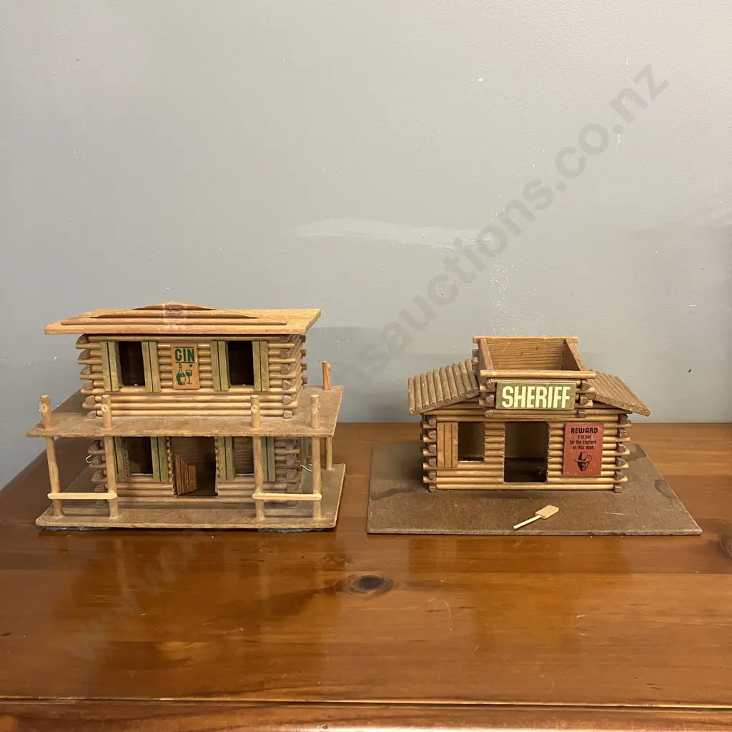 Vintage OEHME & SOHN Western Sheriffs Office & Saloon Log Cabin. Kids Wooden Play Saloon & Teepees Image 1++