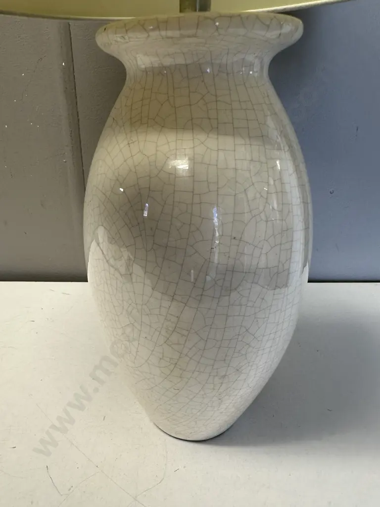 Cream Crazed Look Ceramic Table Lamp & Cream Shade Image 1++