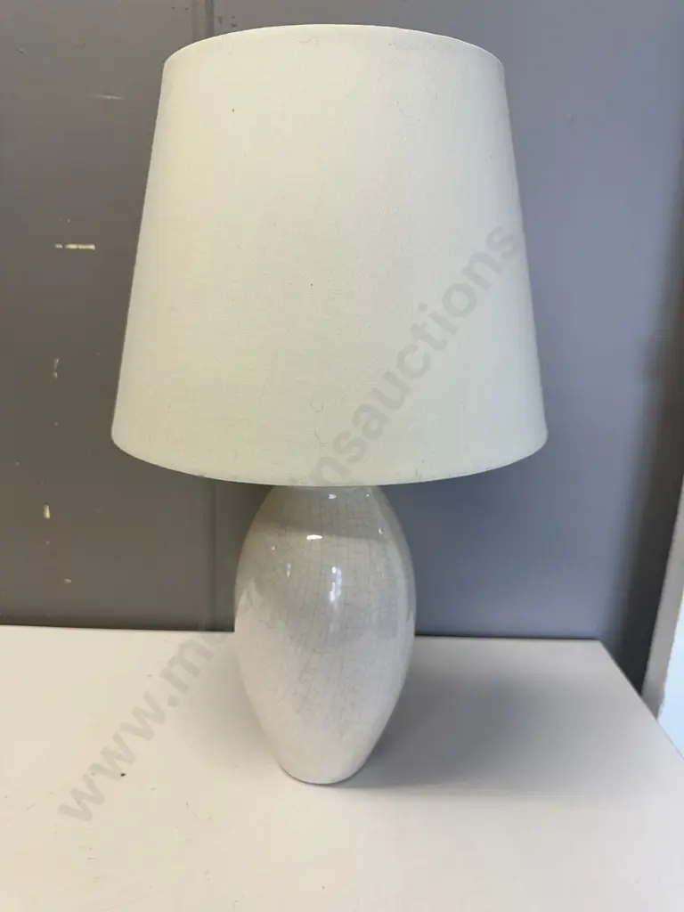 Cream Crazed Look Ceramic Table Lamp & Cream Shade Image 1++