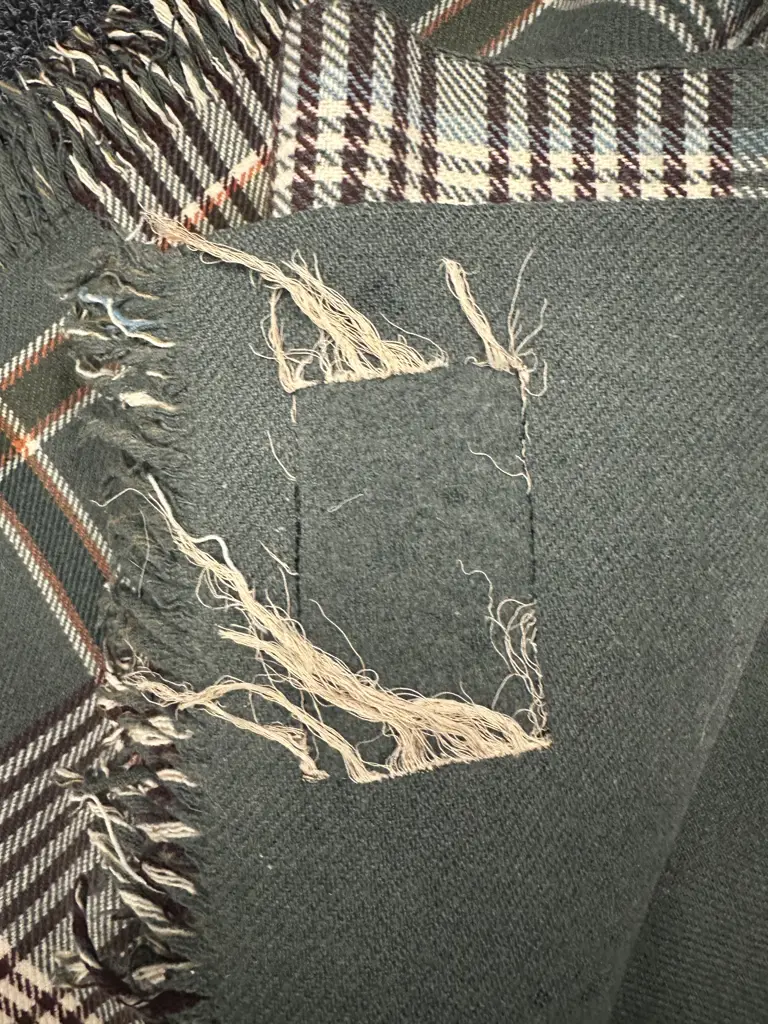 Vintage Travel Rug Green / Cream Tones (as found) Image 1++