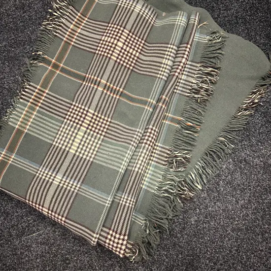 Vintage Travel Rug Green / Cream Tones (as found)