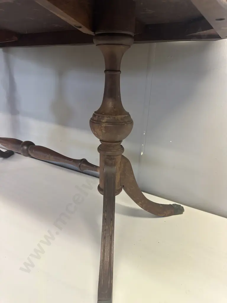 Vintage Mahogany Coffee Table With Stretcher & Brass Claw Feet  Image 1++