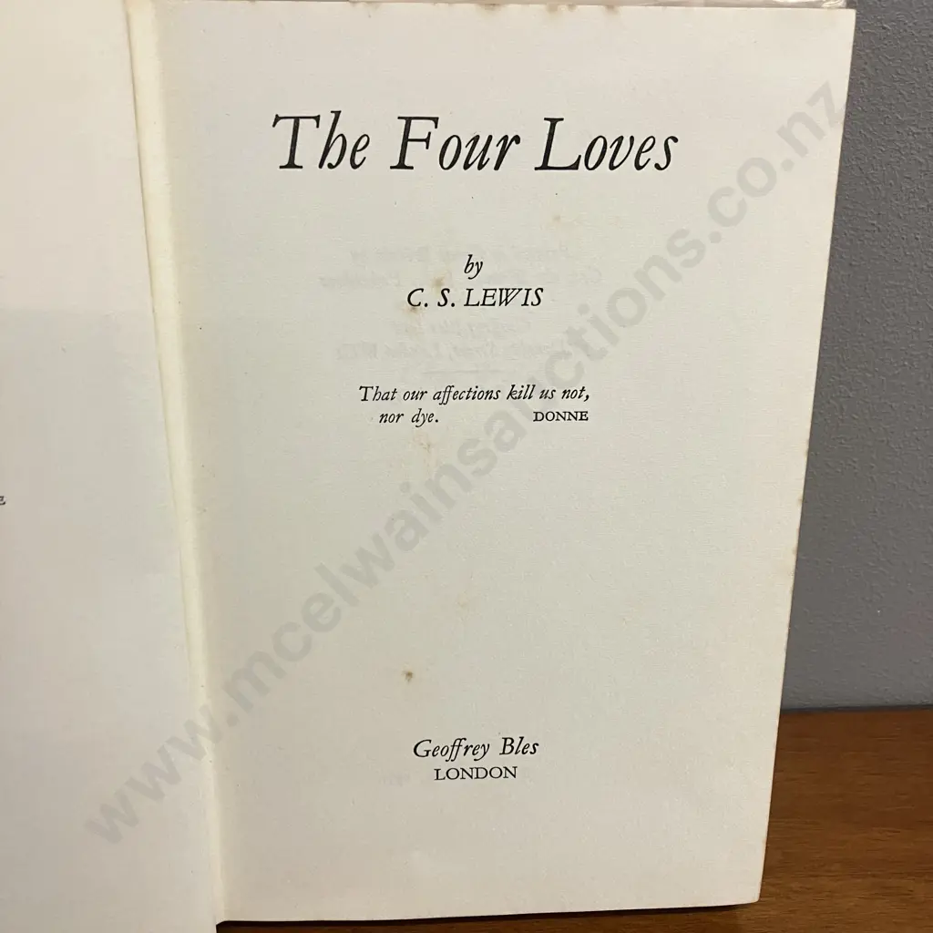 The Four Loves by C.S. Lewis 1960 1st Edition Hardcover With Dust Jacket. Geoffrey Bles London Image 1++