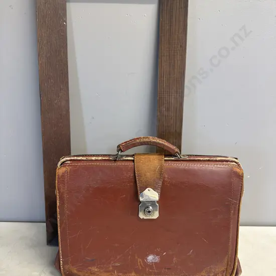 Vintage Briefcase (As Found) & Oak Picture Frame 76 x 38cm