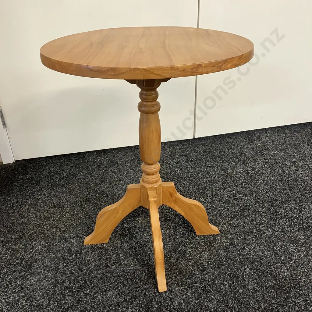 Wooden Round Topped Side Table Turned Pedestal Base To 4 Legs. 59 x 39cm Sold with -14 Image 1++