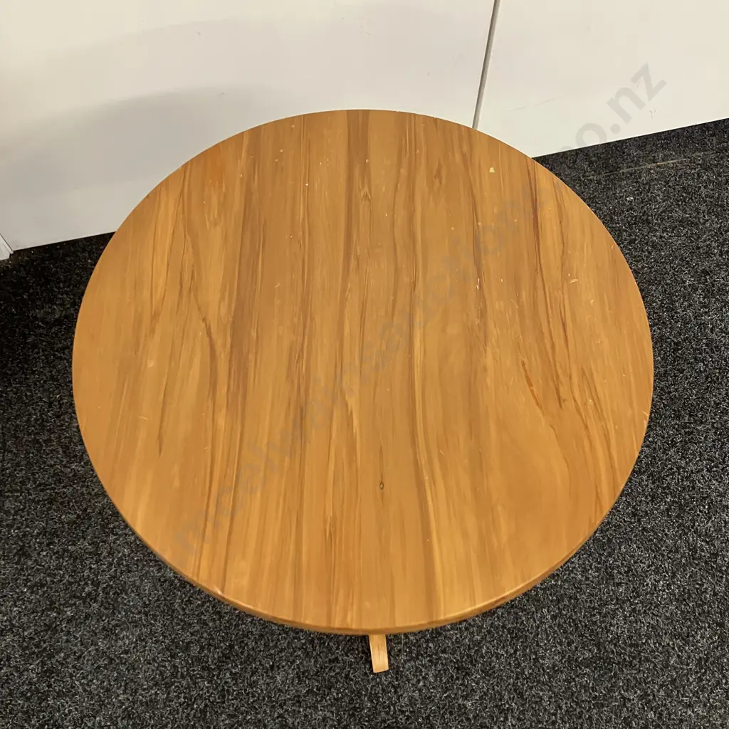 Wooden Round Topped Side Table Turned Pedestal Base To 4 Legs. 59 x 39cm Sold with -14 Image 1++