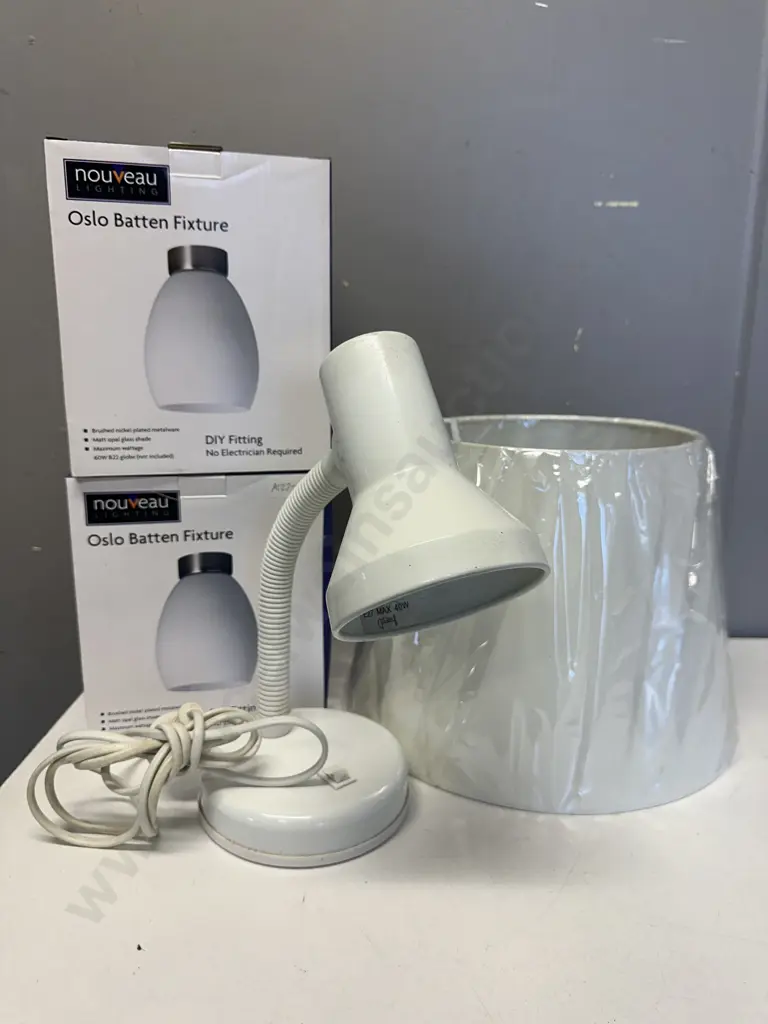 Nouveau Oslo Batten Fixture Lights, New Light Shade & Desk Lamp. Image 1++