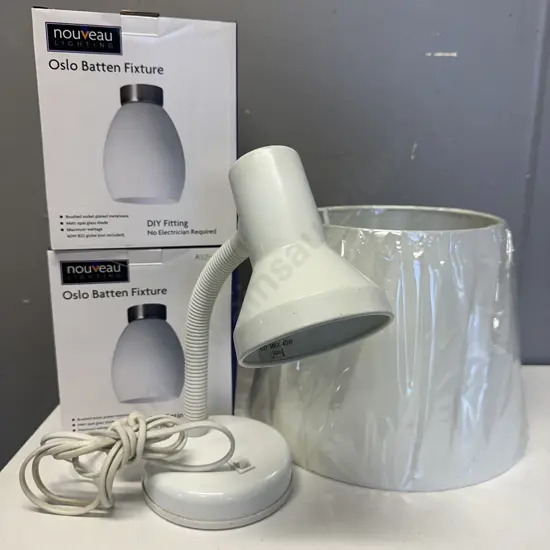 Nouveau Oslo Batten Fixture Lights, New Light Shade & Desk Lamp.