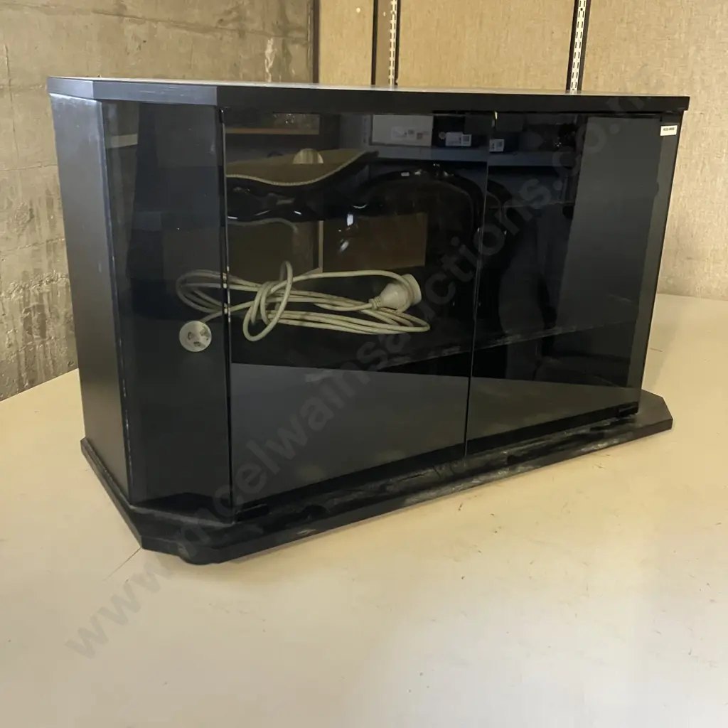 Black Double Glass Door TV Cabinet. H51 W85 D54cm Image 1++
