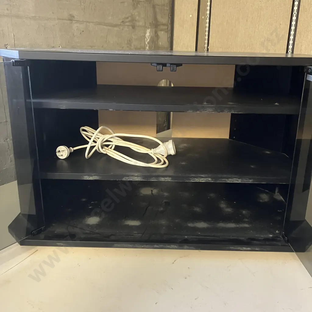 Black Double Glass Door TV Cabinet. H51 W85 D54cm Image 1++
