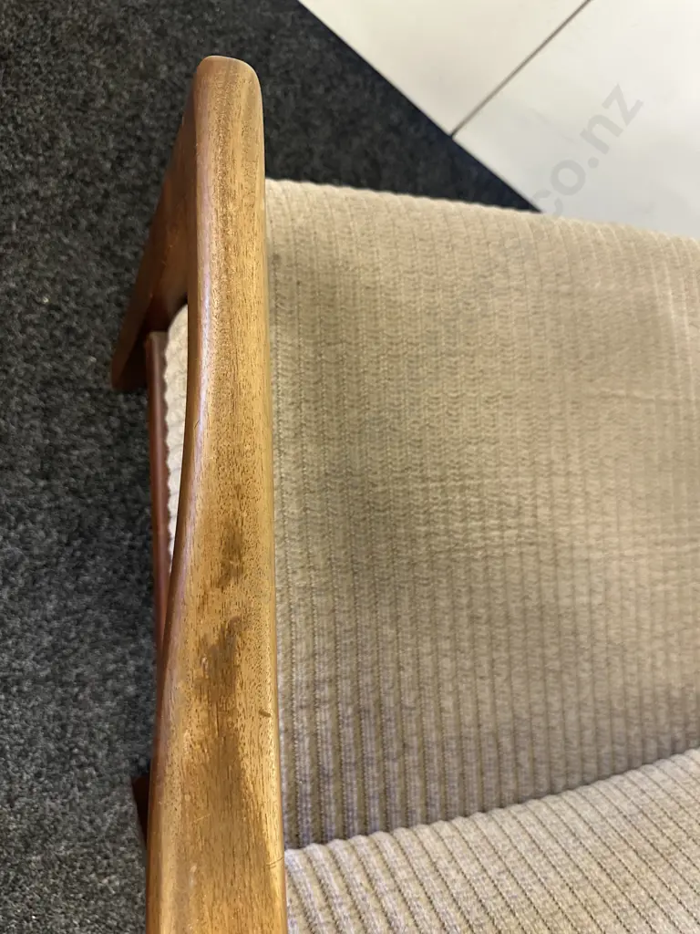 Mid Century Wooden Armed Chair With Cream Upholstery (unsaleable Donated) Image 1++